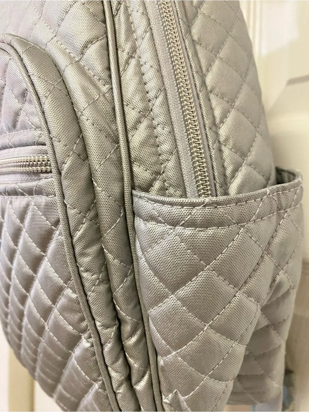 Vera Bradley Women's Signature Cotton Small Backpack Bookbag | Silver Pearl NWOT